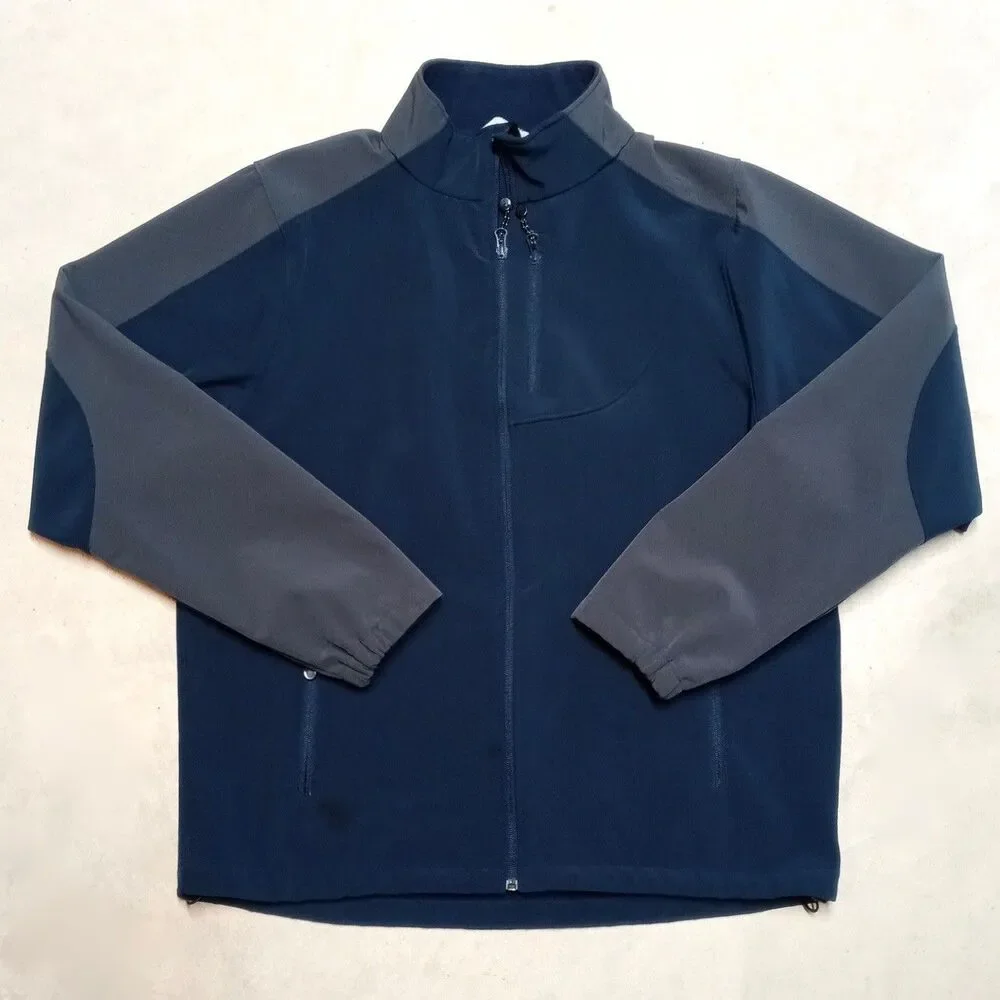 Black Diamond Jacket Mens XL Blue Gray Full Zip Softshell Fleece Lined Hiking
